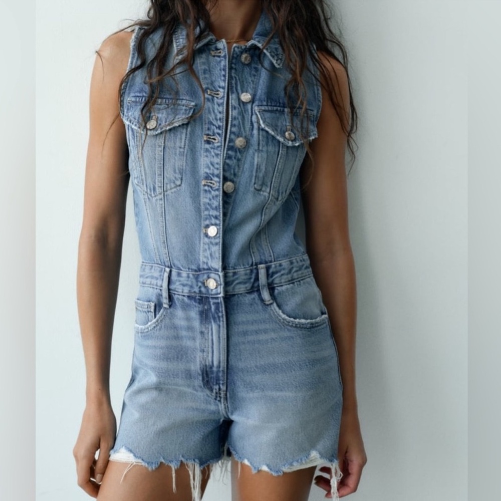 Zara | Blue Denim Sleeveless Romper
